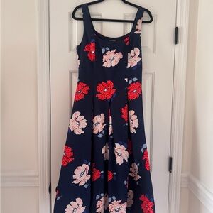 Kate Spade- Dotty Floral Faille Dress- red and navy dress